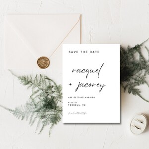モダンな Save The Date カード、編集可能なテンプレート、シンプルな Save The Date | ウェディング テンプレート | Canva テンプレート | すぐにダウンロード