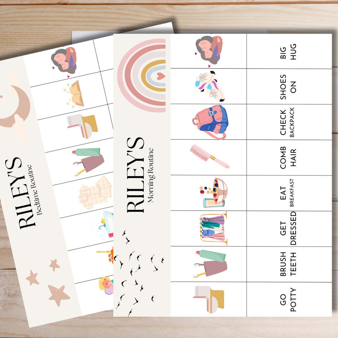 Editable Morning &amp; Bedtime Routine Chart | Editable in Canva ...