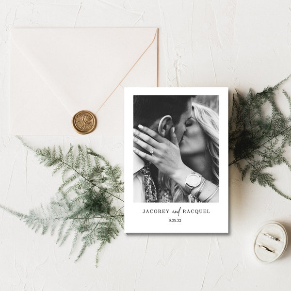 Polaroid Save The Date Card, Editable Template, Classic Save The Date | Canva Templates | Instant Download