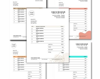 Abstract Business Invoice Template: Customizable in Canva (Digital Download)