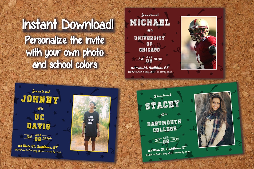College Send off Editable Invitation Card, Custom Printable Template College Send off Editable Invitation Card, Custom Printable Template