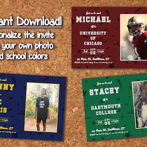 Tarjeta de invitación editable de envío universitario, plantilla imprimible personalizada, fiesta de baúl, invitación de despedida de graduación escolar, descarga instantánea, UC1