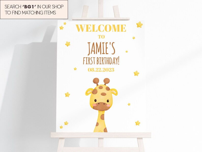 Printable Party Food Table Sign & Buffet Card, Giraffe Birthday, Sweet ...