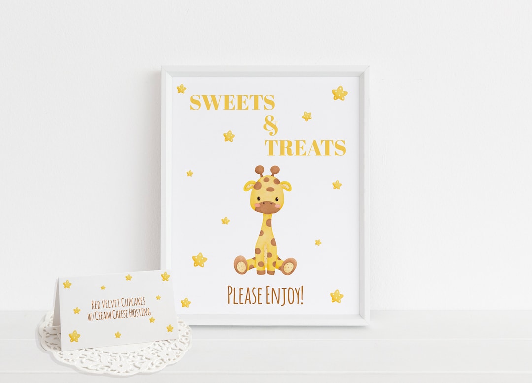 Printable Party Food Table Sign & Buffet Card, Giraffe Birthday, Sweet ...