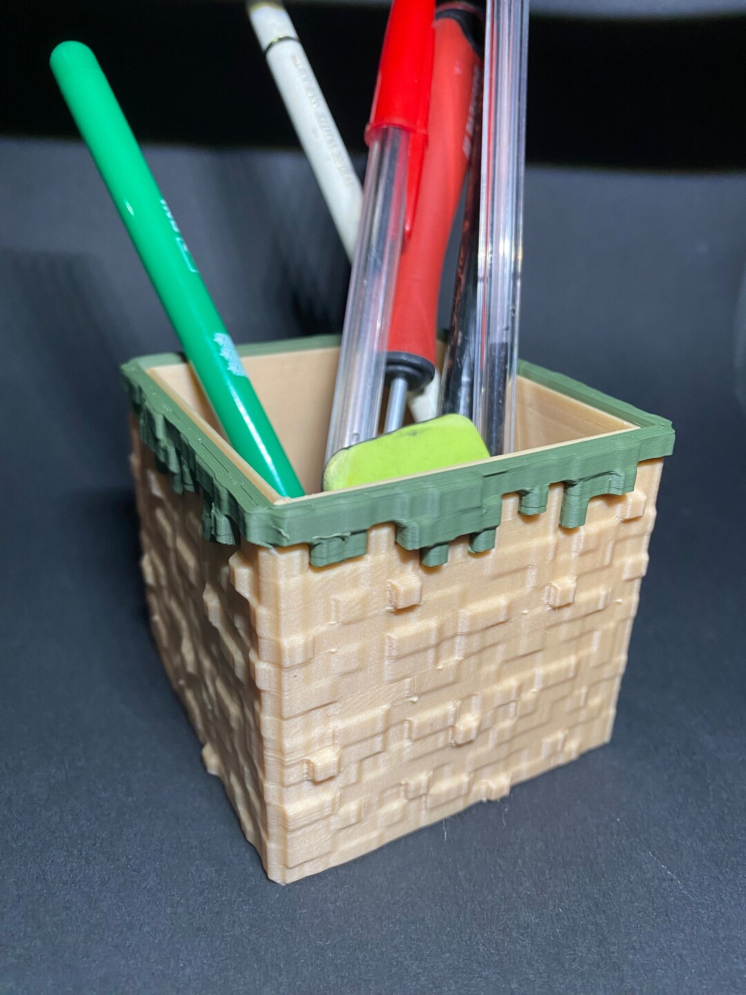 Minecraft Storage Earth Cube Pen Holder Box Etsy
