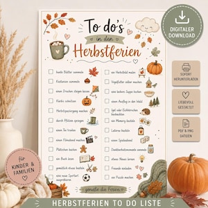 Herbstferien To-do Liste Kinder | Herbst Bucket List | Herbst Aktivitäten Familie | Checkliste Herbst | Herbstferien Beschäftigung