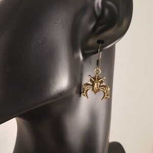 Hanging Bat Antique Bronze Dangle Charm Earrings Cute Vampire Great Gift  Whimsigoth Goblincore