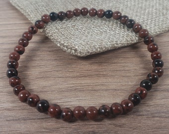 Natural Mahogany Obsidian Stone Chakra Stretch Bracelet 4mm Bead Meditation Yoga Sagittarius Libra  Gift