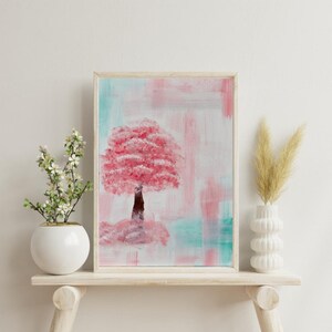 Sakura Acrylic Painting , Sakura Tree Original Painting, Abstract Painting , Cherry Tree Acrylic Painting , 34×24