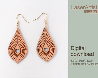 Laserskuren fil med påfågelfjäder (digital nedladdning)
