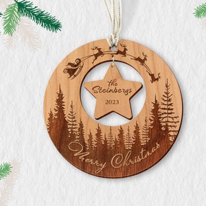 Christmas wreath ornament laser cut file, ornament DIGITAL DOWNLOAD FILE