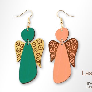 Angel earring laser cut file, earring DIGITAL DOWNLOAD FILE, Christmas earring