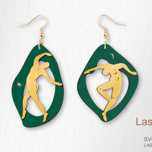Matisse Tanz Ohrring Laser cut Datei, Ohrring DIGITAL DOWNLOAD DATEI, Geschenk für sie, Herbst Ohrring