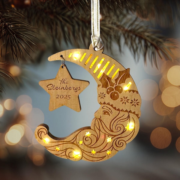 Adorno de luz LED de Papá Noel, archivo cortado con láser, ARCHIVO DE DESCARGA DIGITAL