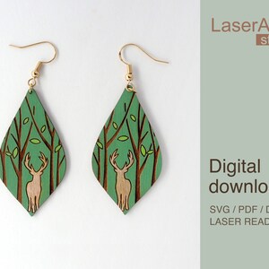Christmas deer earring laser cut file, Earring DIGITAL DOWNLOAD FILE, Christmas present