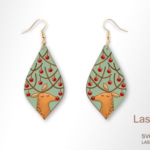 Christmas deer earring laser cut file, Earring DIGITAL DOWNLOAD FILE, Christmas present