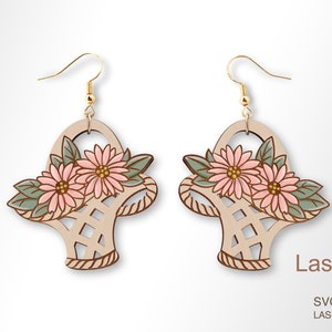 Daisy Korb Ohrring lasergeschnittene Datei, Ohrring DIGITALE DOWNLOAD-DATEI, laserfertige Datei