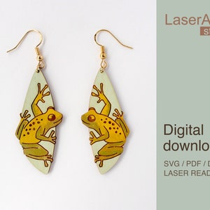 Frog earring laser cut file, earring DIGITAL DOWNLOAD FILE, earring file for laser
