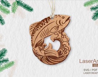 Trout ornament laser cut file, DIGITAL DOWNLOAD FILE