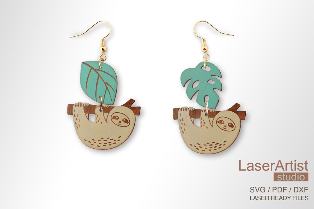 Sloth Earring Laser Cut File, Earring DIGITAL DOWNLOAD FILE - Etsy