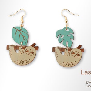 Sloth earring laser cut file, earring DIGITAL DOWNLOAD FILE