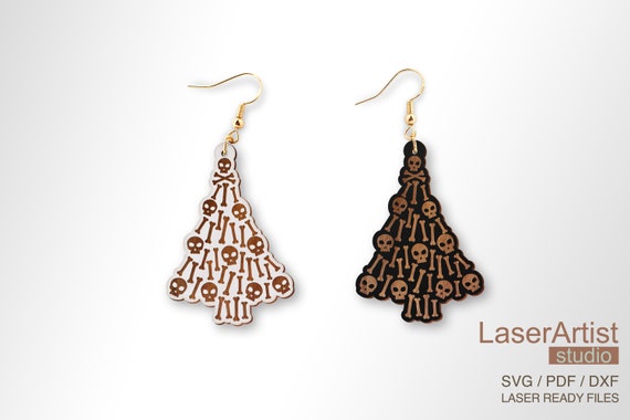 Skull Christmas Tree Earring Laser Cut File (Digital Download)