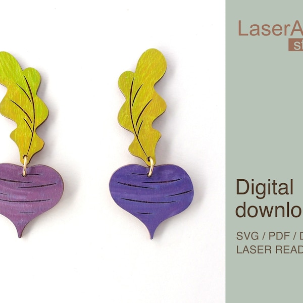 Radish earring laser cut file, Earring DIGITAL DOWNLOAD FILE, Funny present