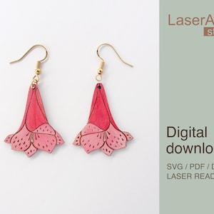 Chilean bellflower earring laser cut file, earring DIGITAL DOWNLOAD FILE