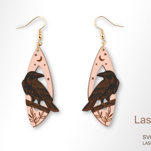 Raven in the night earring laser cut file, earring DIGITAL DOWNLOAD FILE