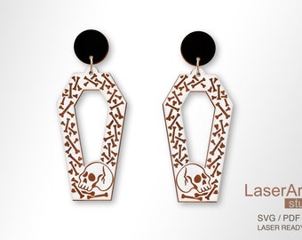 Coffin Bones Earring Laser Cut File, Halloween Earrings (Digital Download)