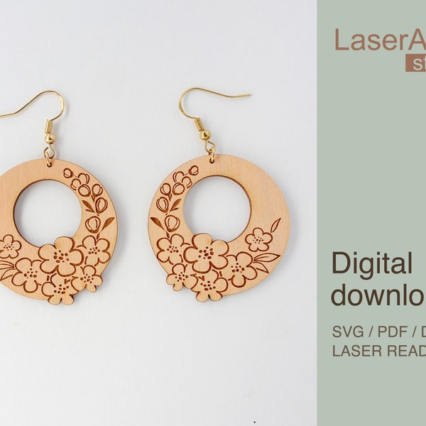 Forget me not earring laser cut file, earring DIGITAL DOWNLOAD FILE