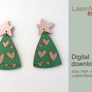 Christmas tree earring laser cut file, Earring DIGITAL DOWNLOAD FILE