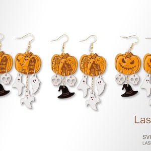 Pumpkin bundle earring laser cut file, earring DIGITAL DOWNLOAD FILE, Halloween earring