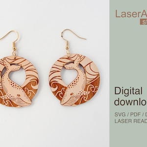 Whale crescent earring laser cut file, earring DIGITAL DOWNLOAD FILE