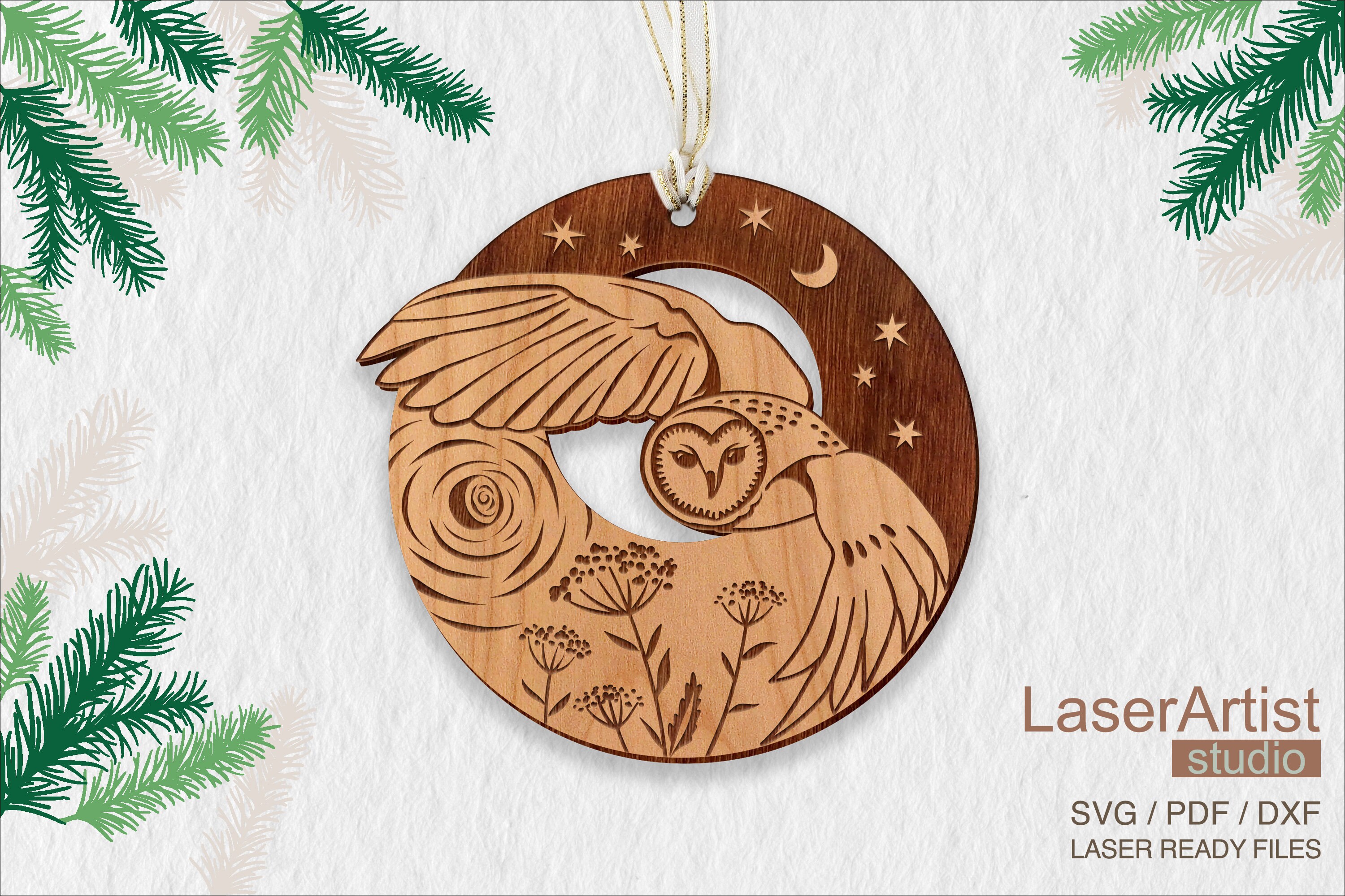 Owl ornament laser cut file, ornament DIGITAL DOWNLOAD FILE