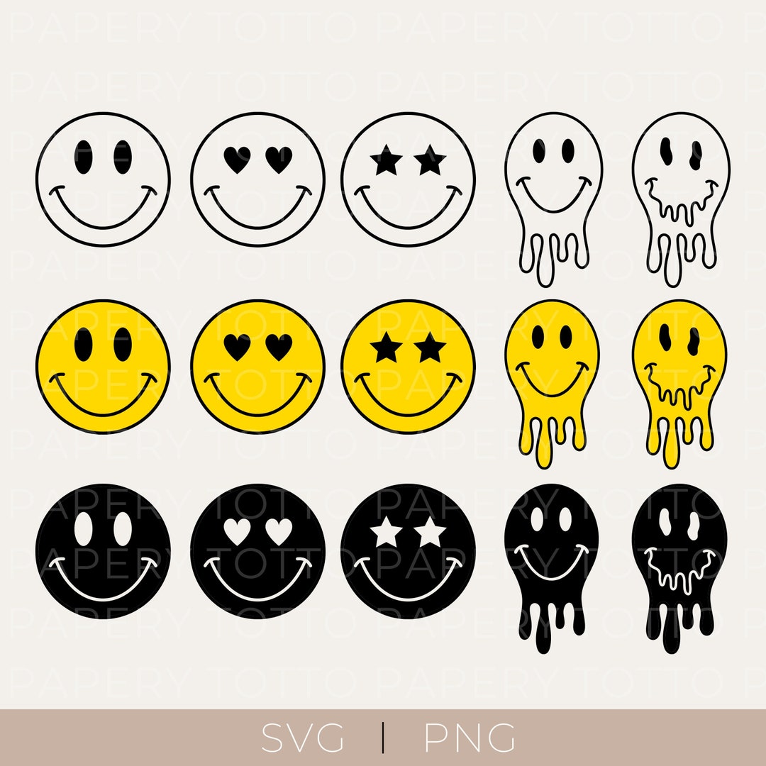 Smiley Face SVG Smiley Svg Drippy Smiley Svg Melting Smiley - Etsy