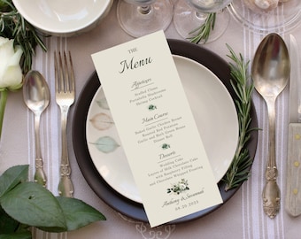 Sage Green Floral Wedding Menu Template, Kissing Menu (Digital Download)