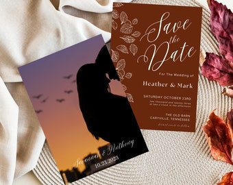 Falling Leaves Photo Save the Date Template (Digital Download)