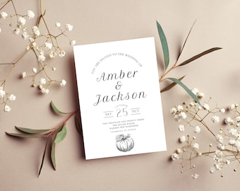 Minimalist Pumpkin Fall Wedding Invitation Set (Digital Download)