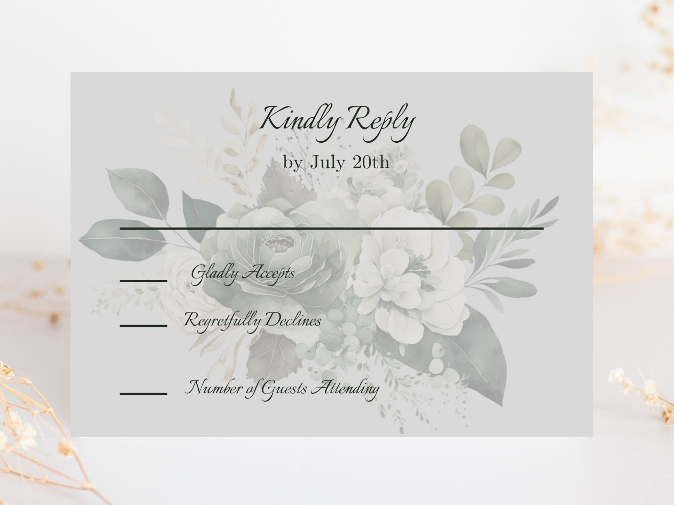 Sage Wedding Invitation Template Set. Sage RSVP Card, Sage Details Card ...