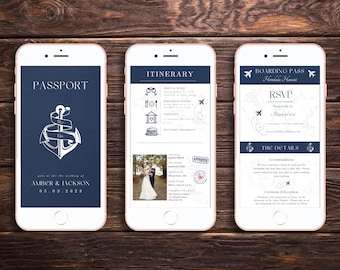 Digital Passport Wedding Invitation: Electronic Travel Theme (Digital Download)