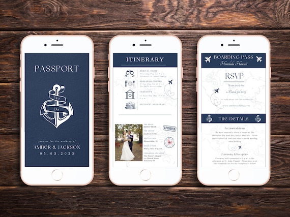 Animated Passport Wedding Invitation: Electronic Travel Theme (Digital Download)
