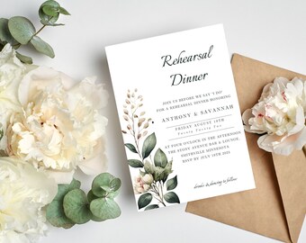 Sage Green Floral Rehearsal Dinner & Weekend Itinerary Template (Digital Download)