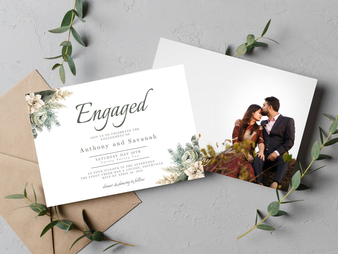 Sage Green Engagement Party Invite. Photo Engagement Party Etsy
