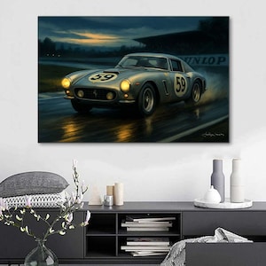 Ferrari 250 LM SWB on the track at night - painting 80 x 120 cm
