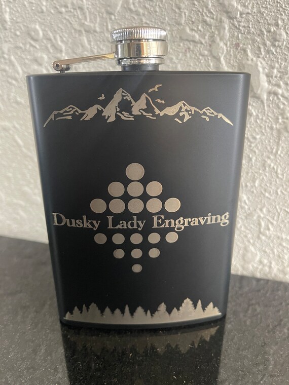 8oz Personalized BLACK Laurels with Initial Flask CUSTOM PERSONALIZED 8oz Personalized BLACK Laurels with Initial Flask CUSTOM PERSONALIZED