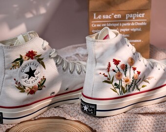 Embroidered Converse Brown - Etsy