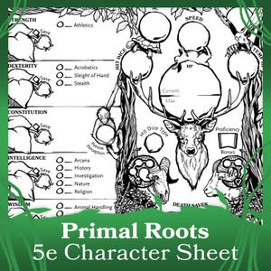 DnD Character Sheet: Primal Roots. Hand-Illustrated Nature-Inspired  5th Edition Character Sheet PDF - Mesmer Ink