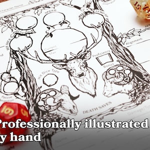 Dnd Character Sheet: Primal Roots. Hand-illustrated Nature-inspired 5th ...