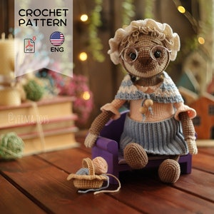 Crochet pattern cute sloth Fina doll PDF image 1